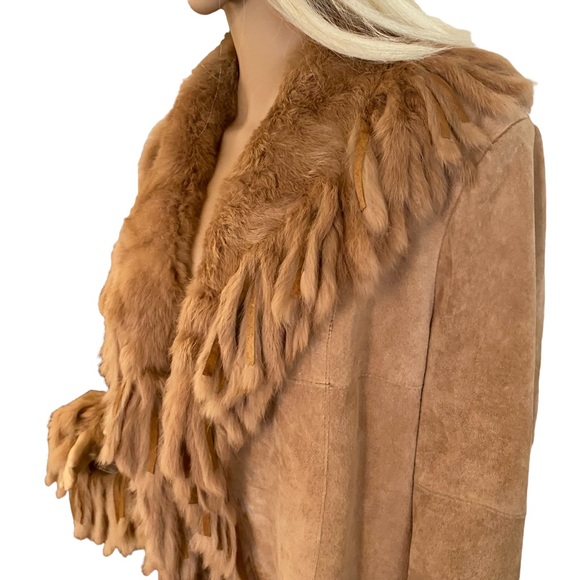 ASHLEY STEWART  | CAMEL FUR LEATHER COAT - Picture 7 of 16